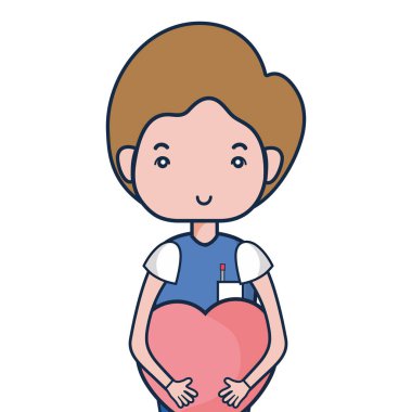 uzman adam doktor kalp vektör çizim ile