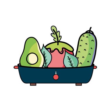 taze ve lezzetli sebze pot, vektör çizim içinde