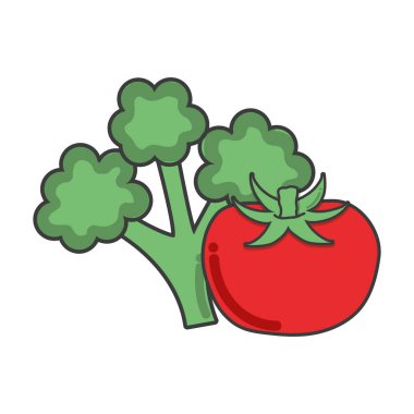 brokoli ve domates sağlıklı lezzetli sebze, vektör çizim