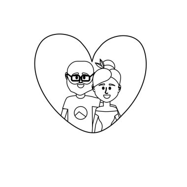 Çift birlikte kalp tasarlamak vektör içinde satır