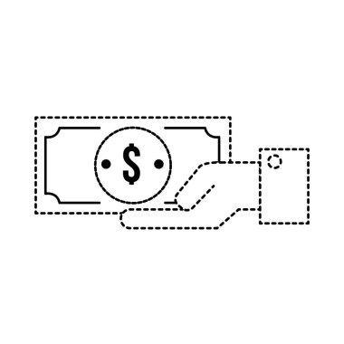 palm el vektör çizim bill nakit para ile noktalı şekil işadamı