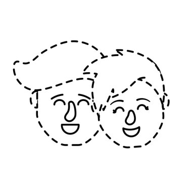 Şekil avatar çift kafa saç modeli tasarım vektör çizim ile noktalı