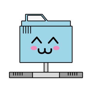 Kawaii şirin mutlu dosya bilgi vektör çizim