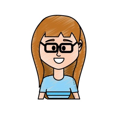 Avatar kadın saç modeli ve bluz tasarım vektör çizim ile