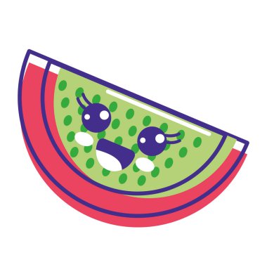 Kawaii şirin mutlu elma meyve, vektör çizim