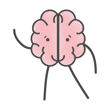 simge çok güzel kawaii beyin ifade, vektör çizim