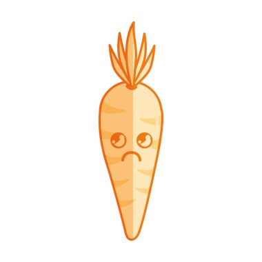 siluet kawaii şirin düşünme havuç sebze, vektör çizim