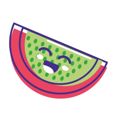 Kawaii şirin mutlu elma meyve, vektör çizim