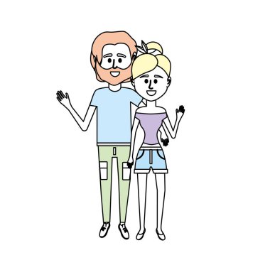 Çift clouthes tasarım vektör çizim simgesi ile birlikte