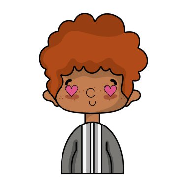 şık takım elbise ve kalp gözleri vektör illusration güzel çocuk