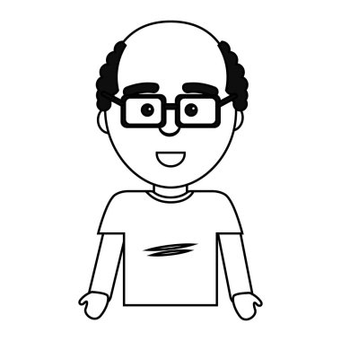 Şekil mutlu adam yüz ifadesi ve rahat bez, vektör çizim ile