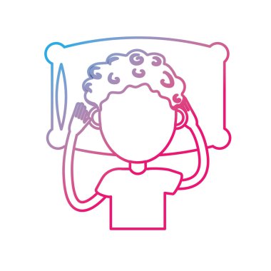 çizgi adam saç modeli ile uyku vektör çizim tasarım