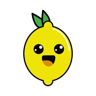 Kawaii güzel mutlu limon simgesi, vektör çizim