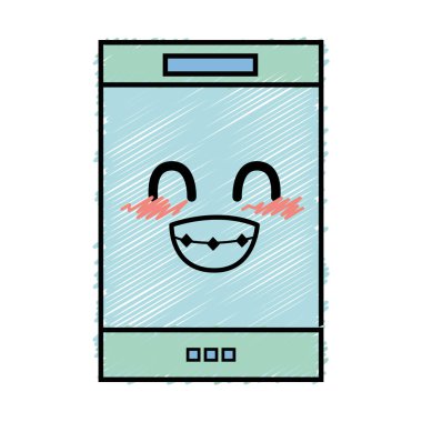 Kawaii şirin ihale smartphone teknoloji vektör çizim