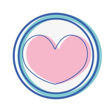 kalp amblemi sevgi ve romantik sembol vektör çizim