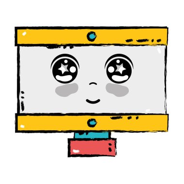 Kawaii şirin ihale bilgisayar teknoloji vektör çizim