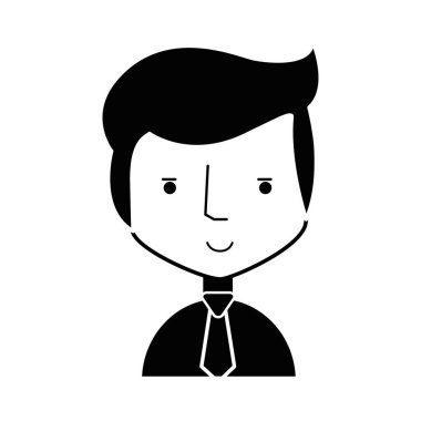 kontur mutlu erkek saç modeli, kravat ve gömlek, vektör çizim ile