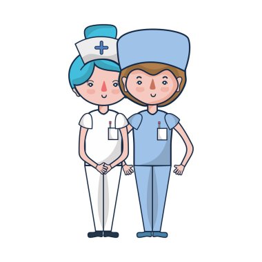 Doktor ve hemşire insanlar vektör çizim yardımcı olmak için