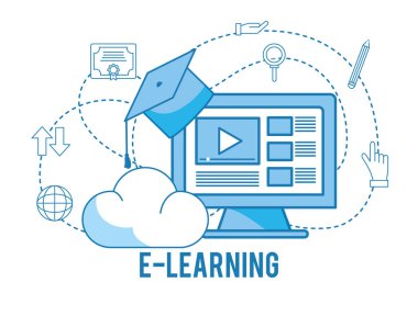 bilgisayar teknoloji vektör çizim çalışmaya mezuniyet kapaklı