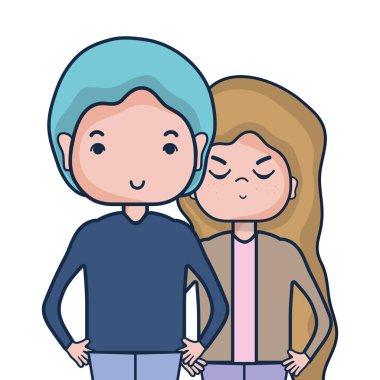 Güzellik çift ile birlikte saç modeli tasarım illüstrasyon vektör