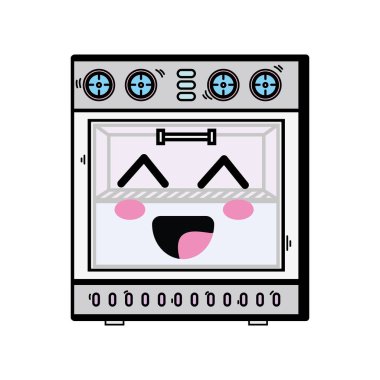Kawaii şirin mutlu fırın teknoloji vektör çizim