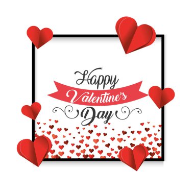 Sevgililer günü vektör çizim için kalpleri dekorasyonu ile çerçeve