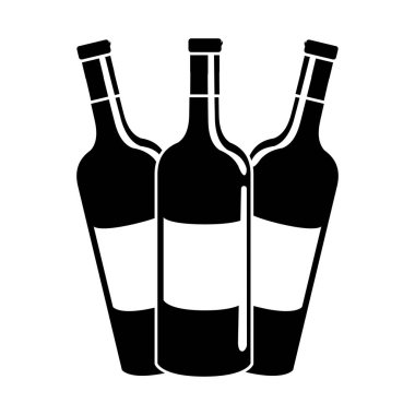 siyah kontur lezzetli şarap şişeleri içecek kutsal kişilerin resmi, vektör çizim tasarım