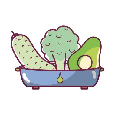 taze ve lezzetli sebze pot, vektör çizim içinde
