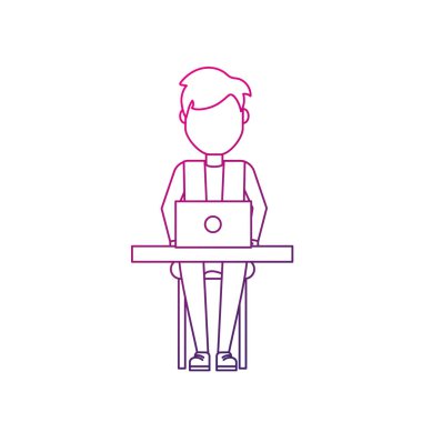 siluet profesyonel işadamı dizüstü bilgisayar ve kurumsal iş vektör çizim