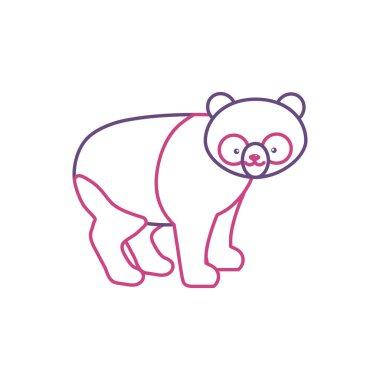 siluet sevimli panda vahşi hayvan simge vektör çizim