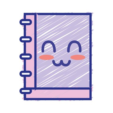 Kawaii şirin mutlu defter araç vektör çizim