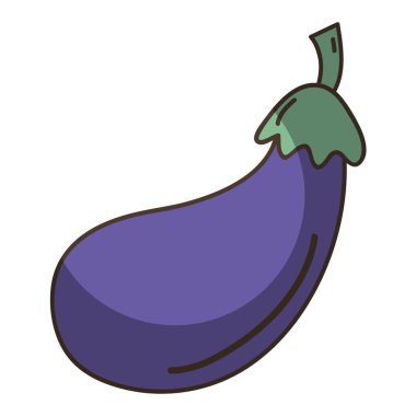 lezzetli taze patlıcan organik sebze, vektör çizim