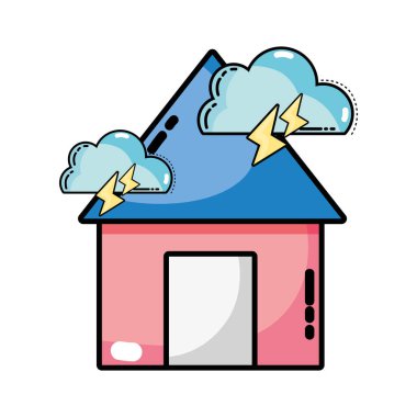 bulutlar ve gök gürültüsü doğal hava vektör çizim ile ev