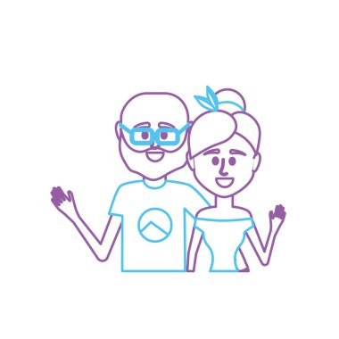 satır çift ile birlikte rahat kıyafetler illüstrasyon tasarım vektör