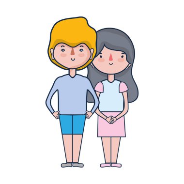 Güzellik çift ile birlikte saç modeli tasarım illüstrasyon vektör