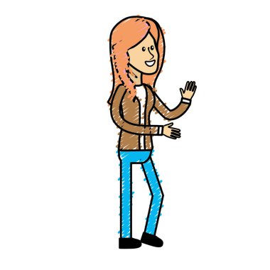 güzellik kadın saç modeli ve şık giyim, illüstrasyon vektör