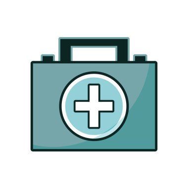 Evrak çantası ve ilk yardım kiti aciliyet vektör çizim