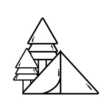 satır kampı ağaçlar ve doğal macera vektör çizim