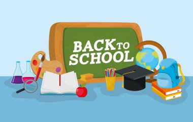 Blackboard global harita ve defter vektör çizim malzemeleri