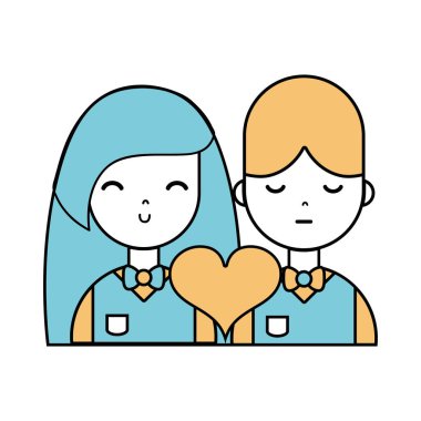 güzellik ilişki gemi ve kalp vektör çizim ile çift