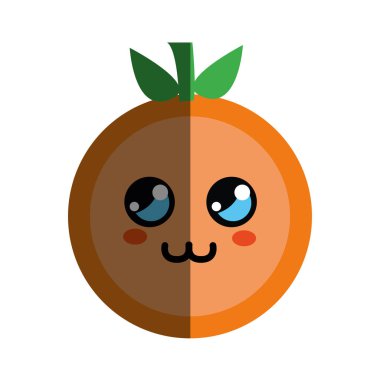 Kawaii şirin düşünme turuncu meyve, vektör çizim