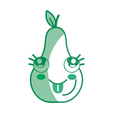 siluet kawaii şirin komik armut meyve, vektör çizim