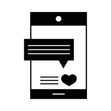 kontur smartphone teknoloji ile sohbet romantik kabarcık vektör çizim