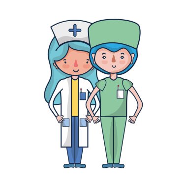 Doktor ve hemşire insanlar vektör çizim yardımcı olmak için