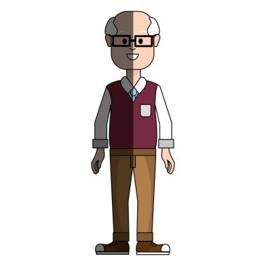 gözlük ve rahat choth, yaşlı adamla illüstrasyon vektör