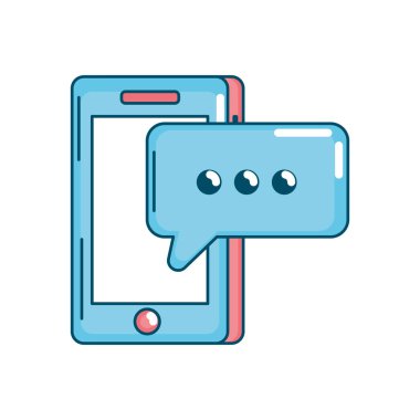 sohbet kabarcık metin vektör çizim ile Smartphone teknoloji