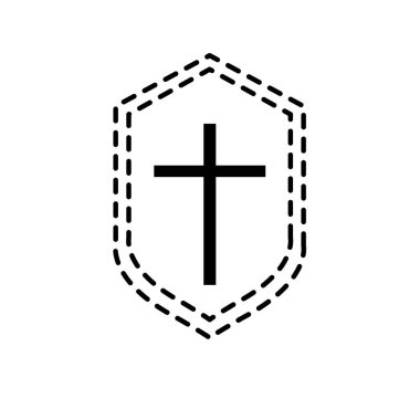 Şekil seurity kalkan koruma elemanı simge vektör çizim noktalı