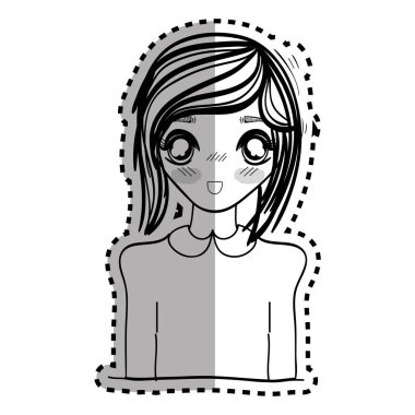 etiket anime güzel sürpriz kadın, vektör çizim tasarım