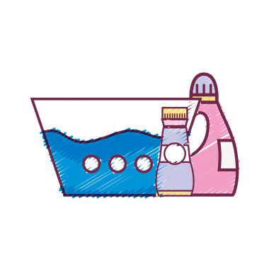 su kova deterjan sıvı ve yumuşatıcı şişe vektör çizim ile