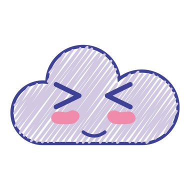 Kawaii güzel komik bulut emoji vektör çizim